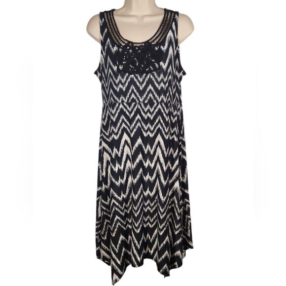 Soma Dress‎ Soutache Sleeveless Short Lace Ikat Mini Black White Empire M - Picture 5 of 10